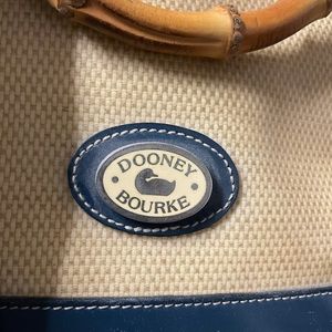 Dooney & Burke - blue leather trim bamboo handles